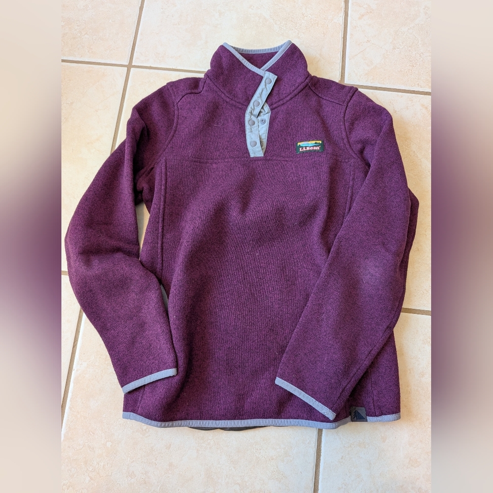 L.L. Bean Maroon Fleece with Gray Trim